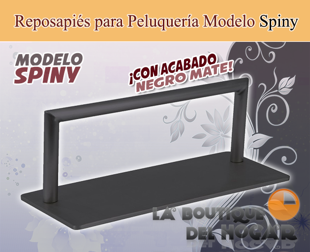 Reposapiés de Peluquería metálico plateado con forma cuadrada Modelo Spiny Black