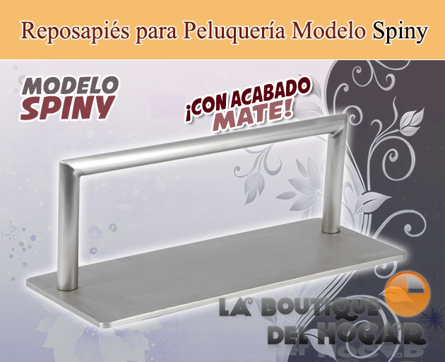 Reposapiés de Peluquería metálico plateado con forma cuadrada Modelo Spiny Matt