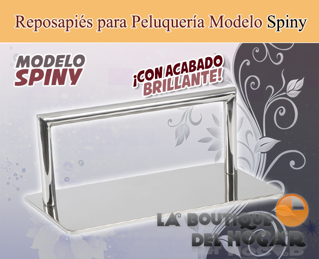 Reposapiés de Peluquería metálico plateado con forma cuadrada Modelo Spiny Matt