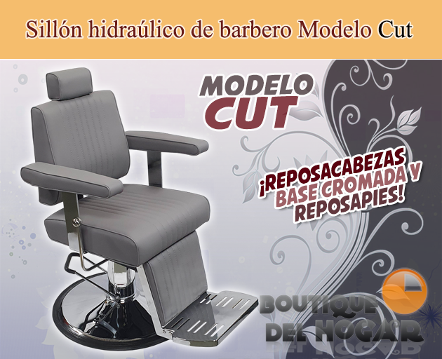 Sillón Barbero hidráulico reclinable y giratorio con reposabrazos Modelo Cut