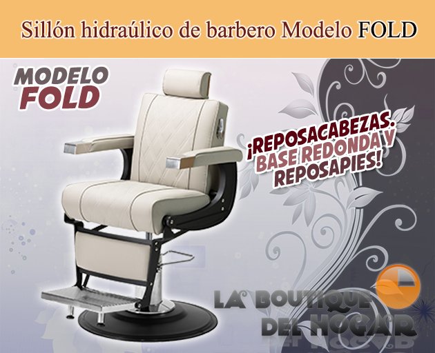 Sillón Barbero hidráulico reclinable y giratorio con reposabrazos Fold