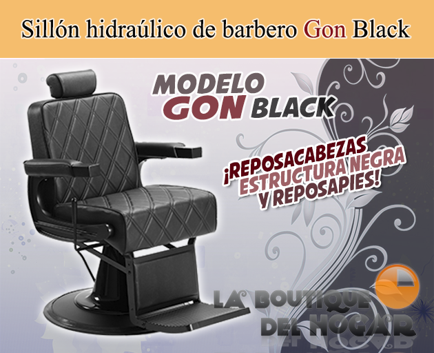 Sillón Barbero hidráulico reclinable y giratorio con reposabrazos Modelo Gon