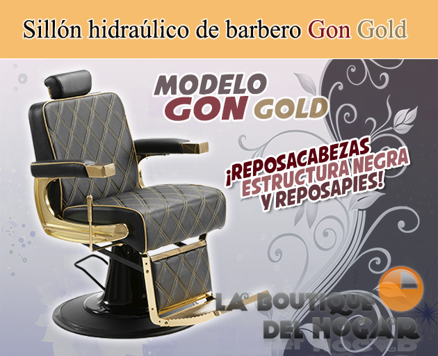 Sillón Barbero hidráulico reclinable y giratorio con reposabrazos Modelo Gon