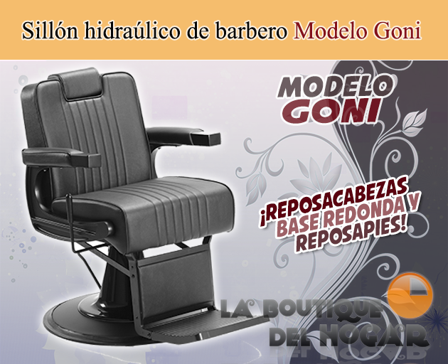 Sillón Barbero hidráulico reclinable y giratorio con reposabrazos Modelo Goni