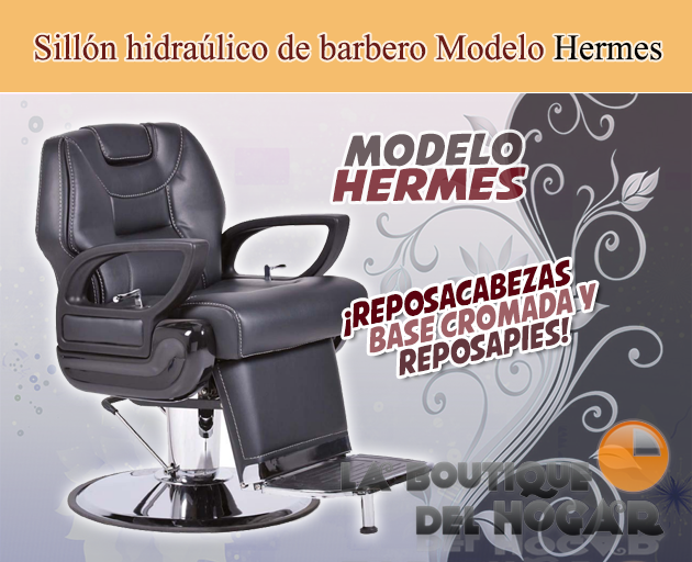 Sillón Barbero hidráulico reclinable y giratorio con reposabrazos Modelo Tritón S76N