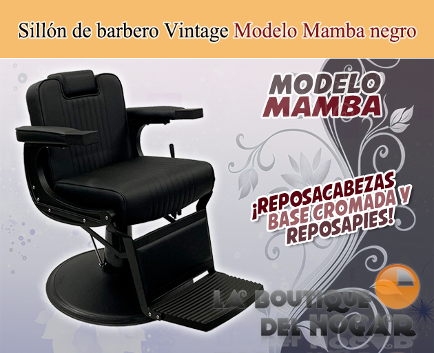 Sillón Barbero hidráulico reclinable y giratorio con reposabrazos Modelo Mamba