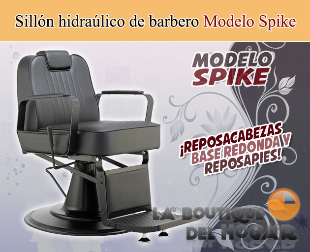 Sillón Barbero hidráulico reclinable y giratorio con reposabrazos Modelo Spike