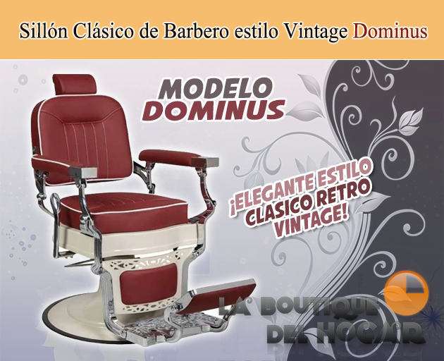 Sillón Barbero hidráulico reclinable y giratorio con reposabrazos Modelo Dominus