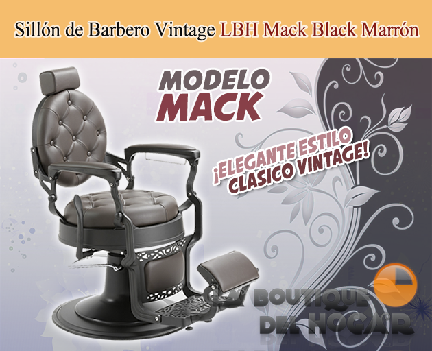 Sillón Clásico de Barbero hidráulico estilo Retro Vintage con reposapies integrado Modelo Mack