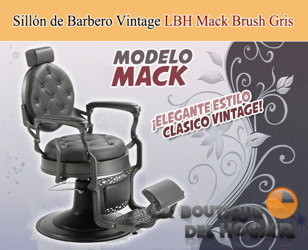 Sillón Clásico de Barbero hidráulico estilo Retro Vintage con reposapies integrado Modelo Mack