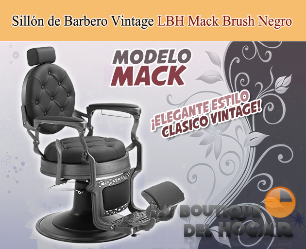 Sillón Clásico de Barbero hidráulico estilo Retro Vintage con reposapies integrado Modelo Mack