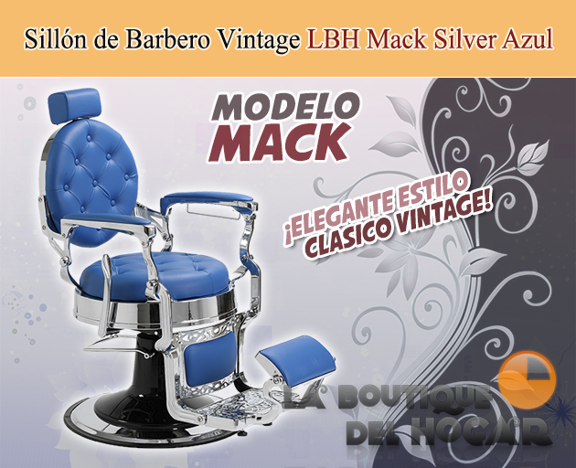 Sillón Clásico de Barbero hidráulico estilo Retro Vintage con reposapies integrado Modelo Mack