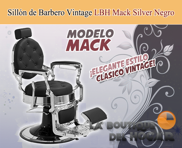 Sillón Clásico de Barbero hidráulico estilo Retro Vintage con reposapies integrado Modelo Mack