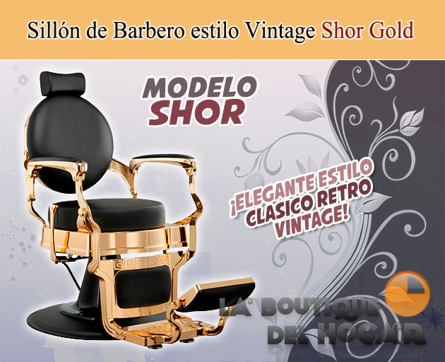 Sillón Clásico de Barbero hidráulico estilo Retro Vintage con reposapies integrado Modelo Shor