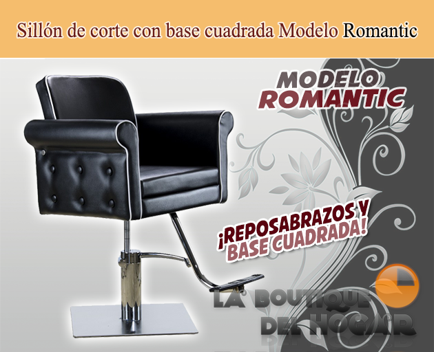 Sillón Tocador hidráulico de peluquería con base cuadrada Modelo Romantic