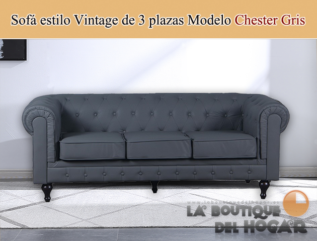 Sofá de diseño clásico de 3 plazas estilo Vintage Modelo Chester