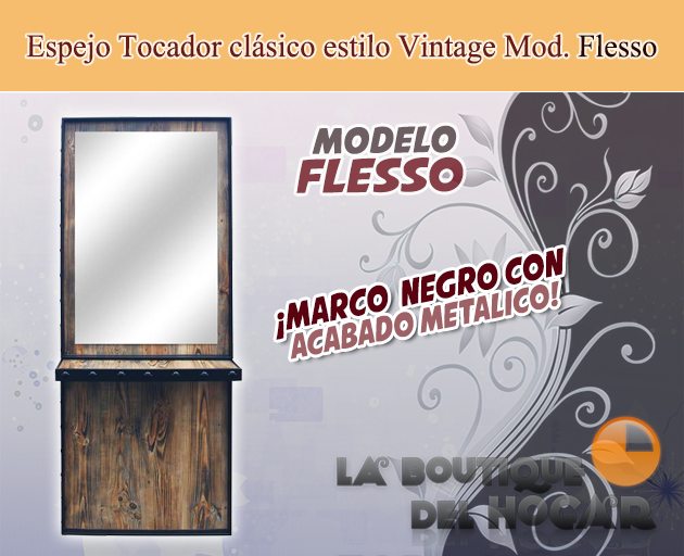 Tocador de Peluquería estilo Clásico con espejo completo Modelo Flesso