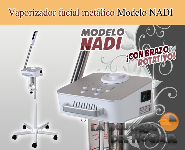 Vaporizador facial metálico con emisión de Ozono y brazo rotativo Mod. Nadi