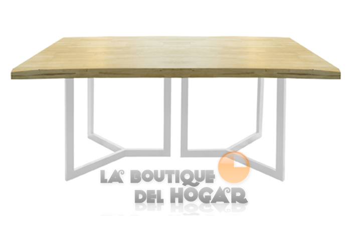 Mesa de comedor fija con patas metálicas y tablero de Roble Modelo Artist