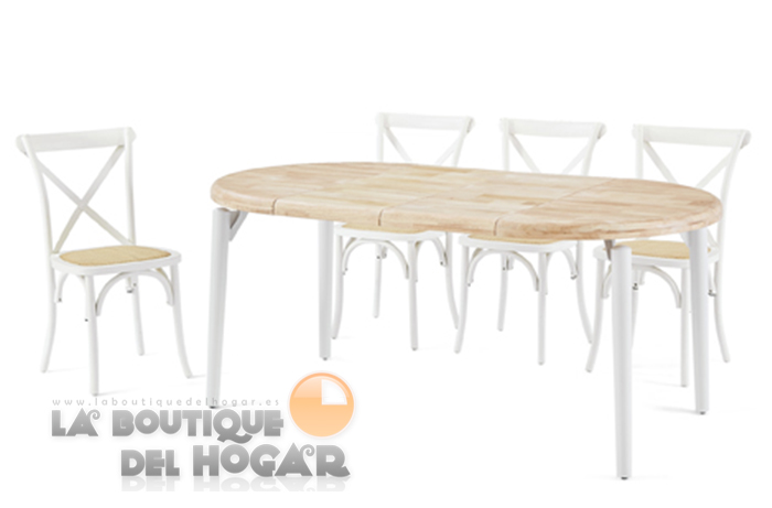 Mesa de comedor fija negra con patas metálicas y tablero de Roble Nordish Modelo Moon