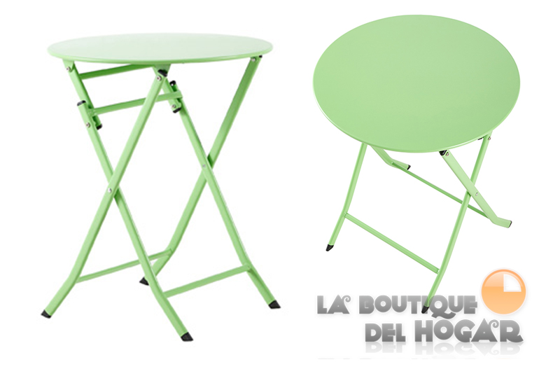 Mesa Plegable Redonda metálica Multiusos Pistacho Modelo Café 60 cm