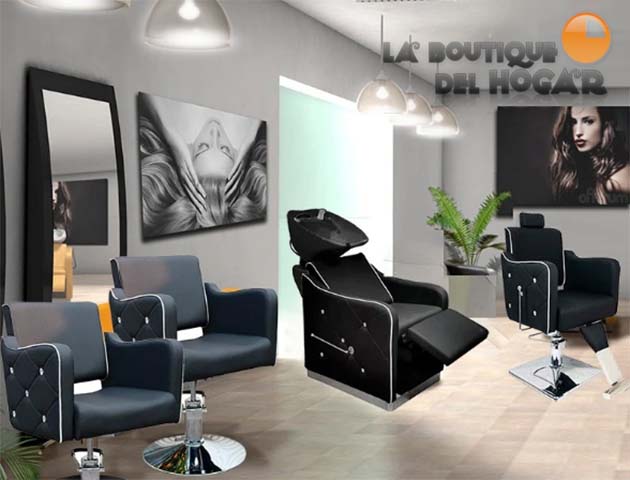 Pack - Pack Black Diamond - Lavacabezas Con Pica a elegir / Sillón De Barbero / Sillón De Corte / Tocador LED