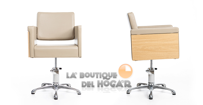 Sillón hidráulico de corte con base redonda y reposabrazos Modelo Rustik