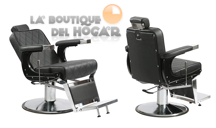 Sillón Barbero hidráulico reclinable y giratorio con reposabrazos Modelo Asher