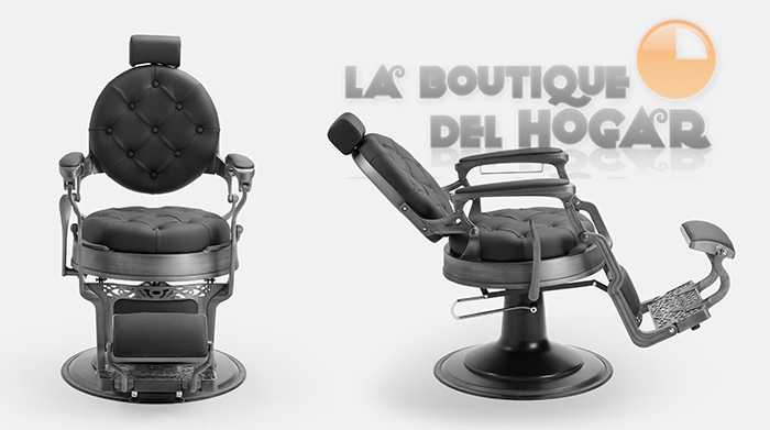 Sillón Clásico de Barbero hidráulico estilo Retro Vintage con reposapies integrado Modelo LBH Mack