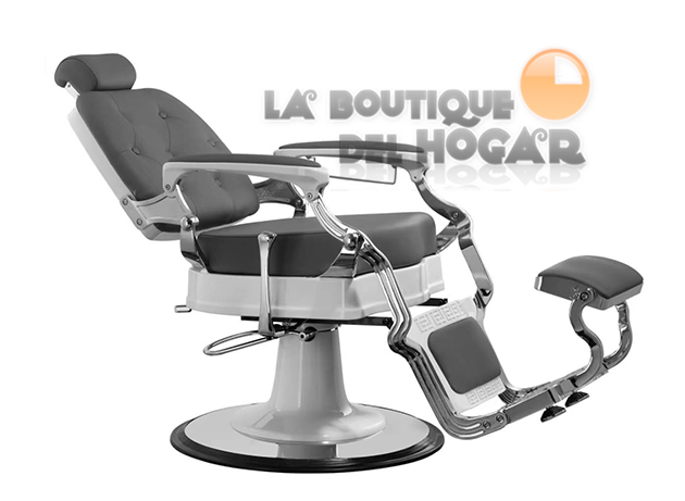 Sillón Clásico de Barbero hidráulico estilo Retro Vintage con reposapies integrado Modelo Trim White