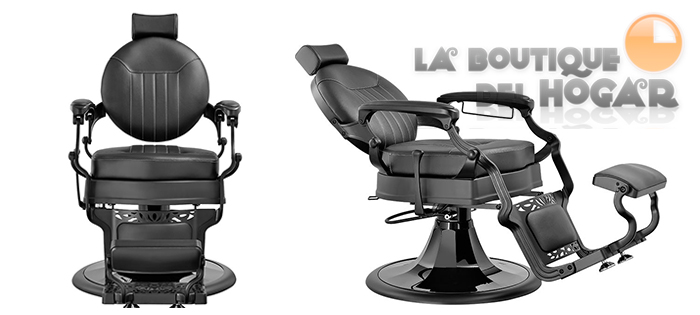 Sillón Clásico de Barbero hidráulico estilo Retro Vintage con reposapies integrado Modelo Caesar