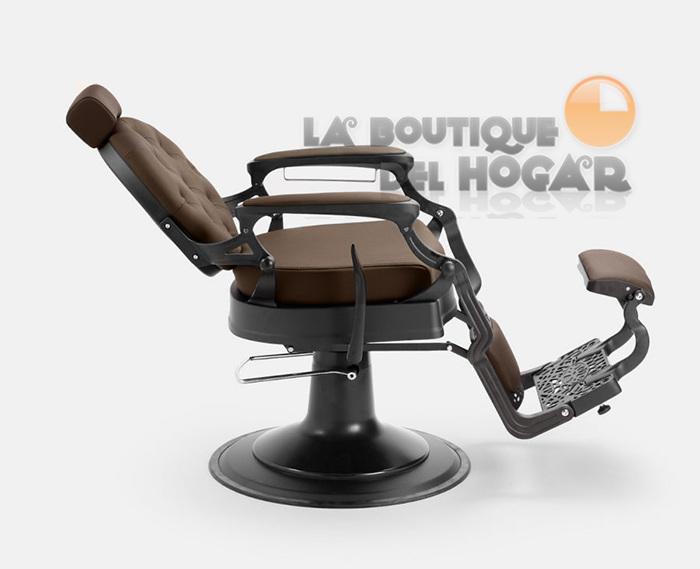 Sillón Clásico de Barbero hidráulico estilo Retro Vintage con reposapies integrado Modelo Mae