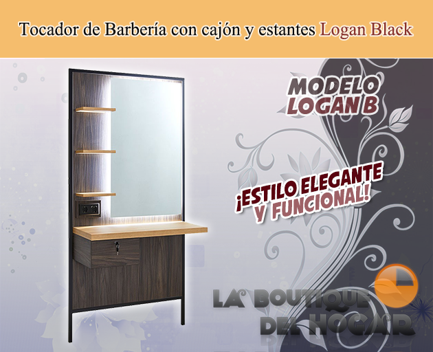 Tocador de Barbería Modelo Logan B Black